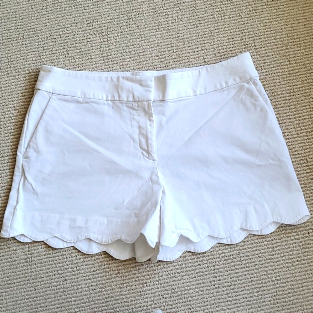 White Scallop Shorts
